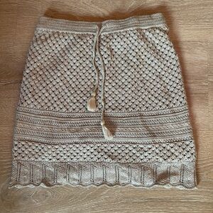 Spell Cream Smocked Tie Front Mini Skirt